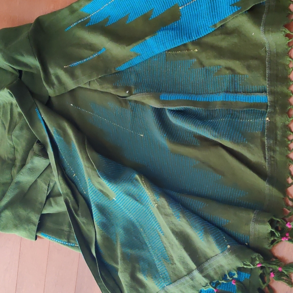Tribal Pattern Hand Woven Wrap Skirt Embroidery and Beading Fring - Picture 3 of 5